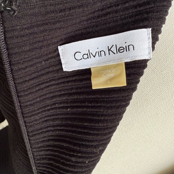 Calvin Klein Black A-Line Textured Knit Dress - Size 4 - Picture 3 of 8